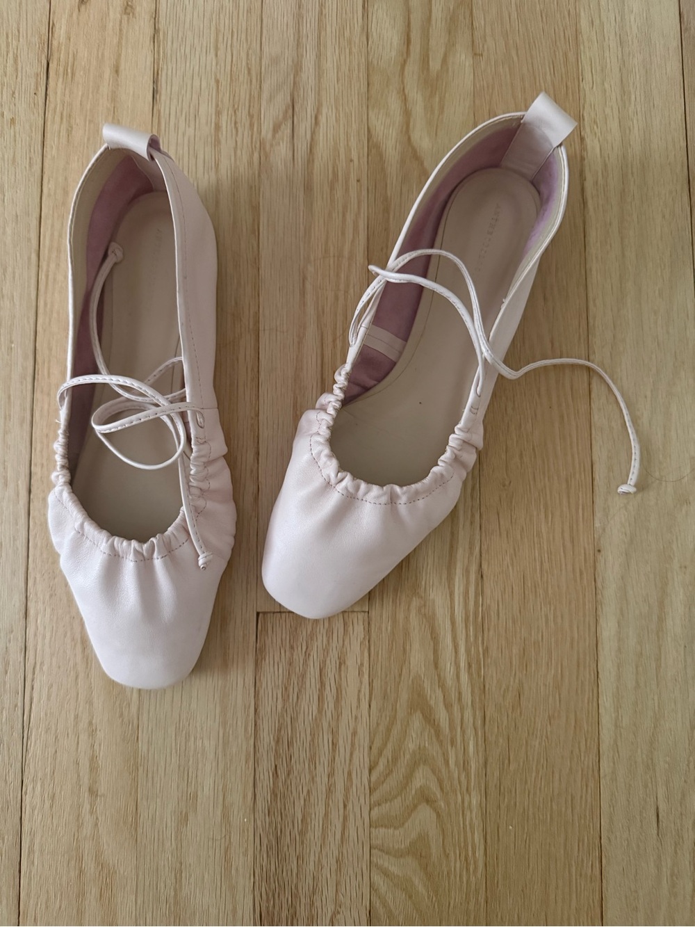 Anthropologie tie-up Ballet Flats - Light Pink Leather